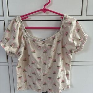 Girls Old Navy Pink Flower Top Size L /10